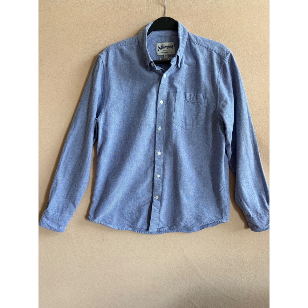 The Stronghold Button Down Shirt Mens M Blue Regular Fit Cotton Long Sleeve